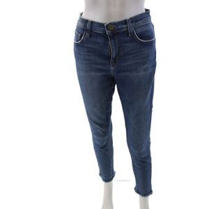 Current/Elliott Womens Cotton Zip Button Skinny Fray Leg Jeans Blue Size EUR 29